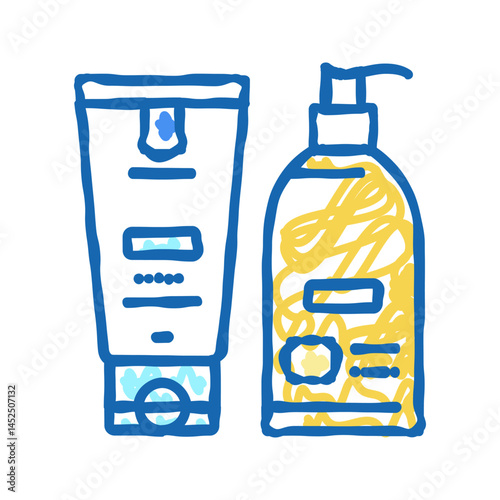 hand cream and lotion packaging icon doodle illustration