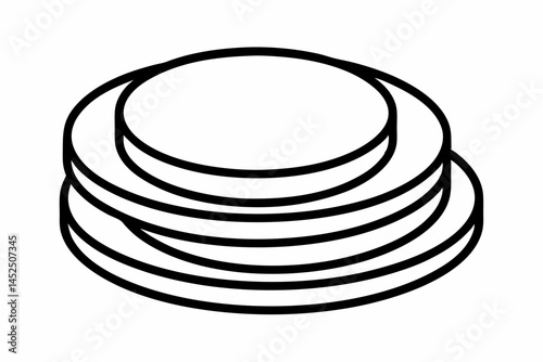Cup Coaster Stack Line Art Vector Illustration