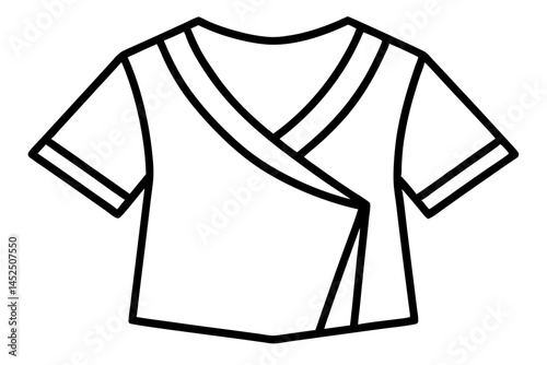 Folded T Shirt Line Art Vector Illustration