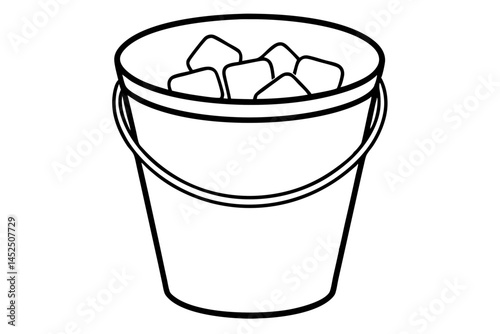 Ice Bucket Line Art Vector Illustration