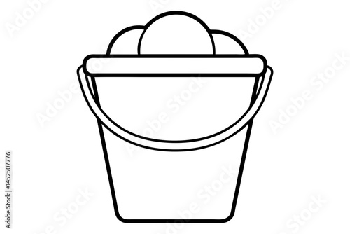 Ice Bucket Line Art Vector Illustration