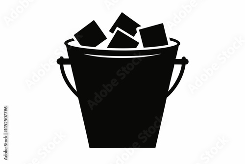 Ice Bucket Silhouette Vector Illustration 