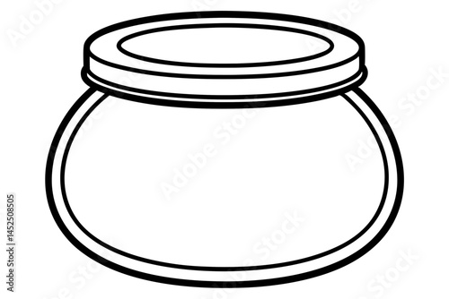Mason Jar Lid Line Art Vector Illustration