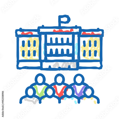 government building icon doodle illustration