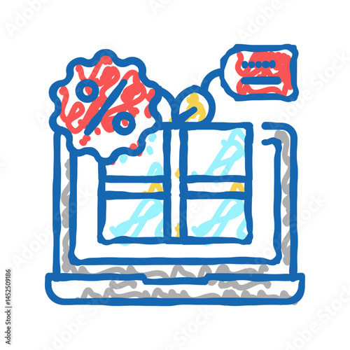 online discount icon doodle illustration