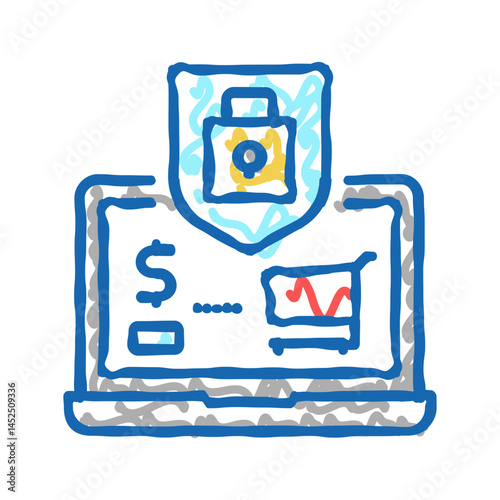 secure shopping icon doodle illustration