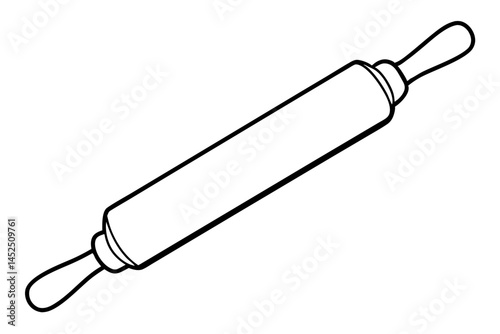 Rolling Pin With Handles Line Art Vector Illustration