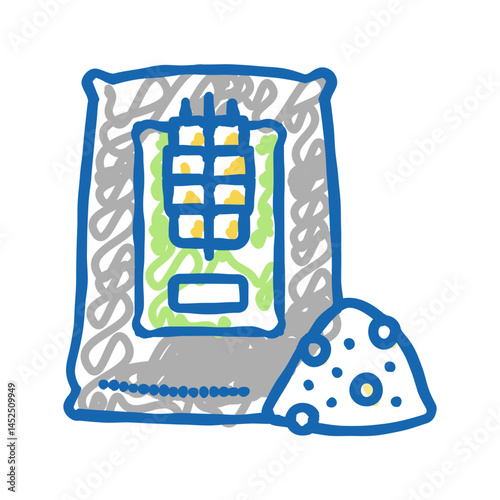 whole grain flour packaging icon doodle illustration