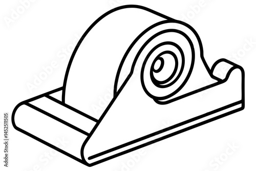 Tape Dispenser Line Art Vector Illustration