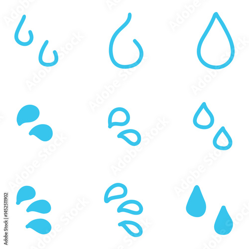 手描きの汗や涙の感情のあしらいイラスト 漫符アイコンセット (Hand-drawn sweat and tears emotion illustrations Manga symbol icon set). vector illustration eps file.