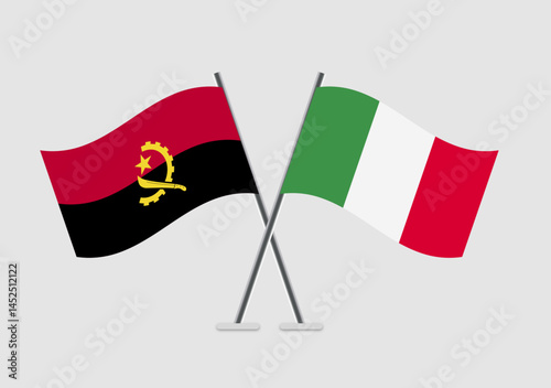 Angola and Italy vector flags illustration in graphic flat mode