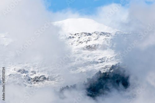 High mountain covered in fresh snow