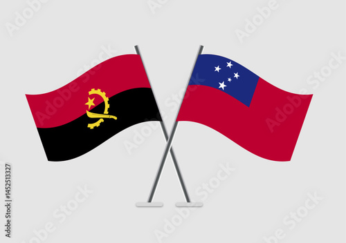 Angola and Samoa vector flags image with symmetry and wave