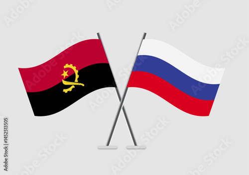 Angola and Russia vector flags shown in treaty-style illustration