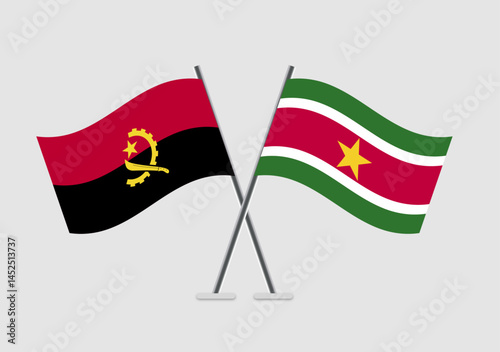 Angola and Suriname vector flags drawing for intercultural theme