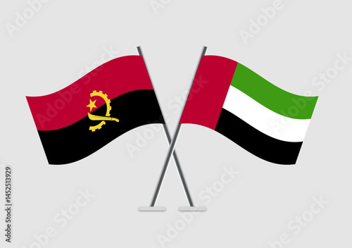 Angola and United Arab Emirates vector flags illustration with unity tone