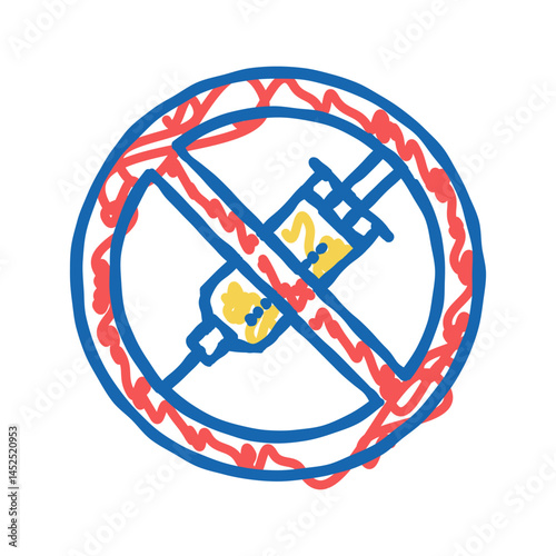 heroin drug syringe addiction icon doodle illustration