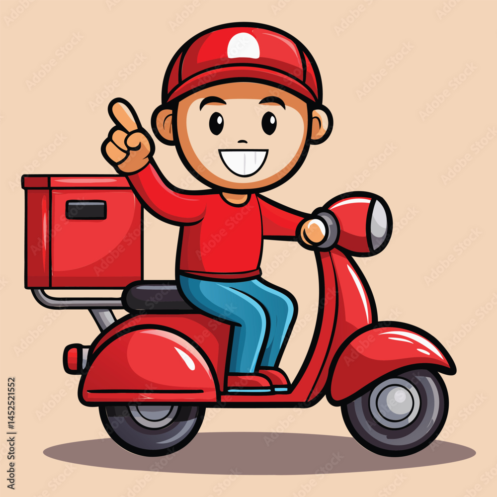 Food Courier on Bike Illustration Food Courier on Bike Illustration