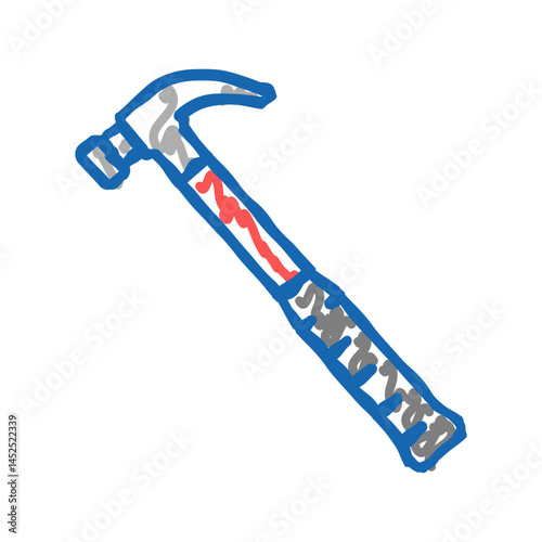 claw hammer tool icon doodle illustration