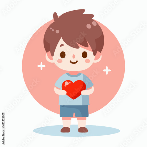 Illustration of a small child holding a heart