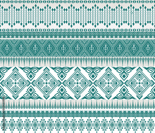 green floral Geometric Ethnic traditional seamless, Motifs paisley embroidery, Aztec,Tribal, oriental pattern,Hmong, Native American Indian, Pattern design for wrap, Carpet,Decorative illustion