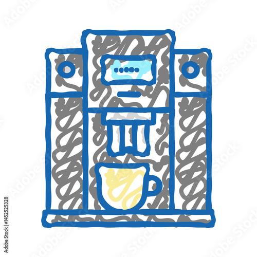 machine coffee brewing professional electronic equipment icon doodle illustration