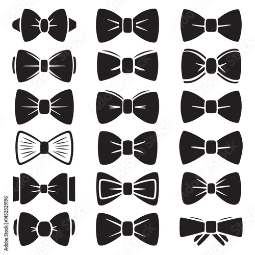 set black  Vector silhouettes Hats, Bow, ties and Glasses Collection