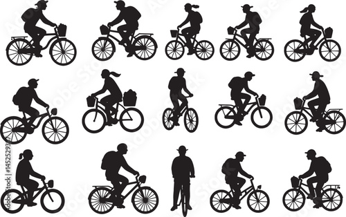 Bicycle riders silhouette vector