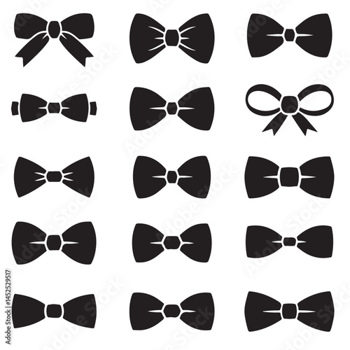 set black  Vector silhouettes Hats, Bow, ties and Glasses Collection