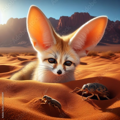 Desert Fox Flick A fennec fox digs for beetles oversized ears tw