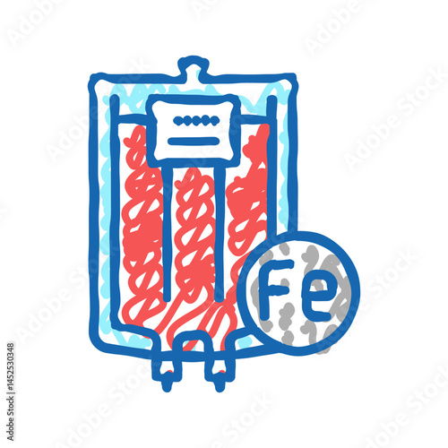 iron given through an intravenous icon doodle illustration