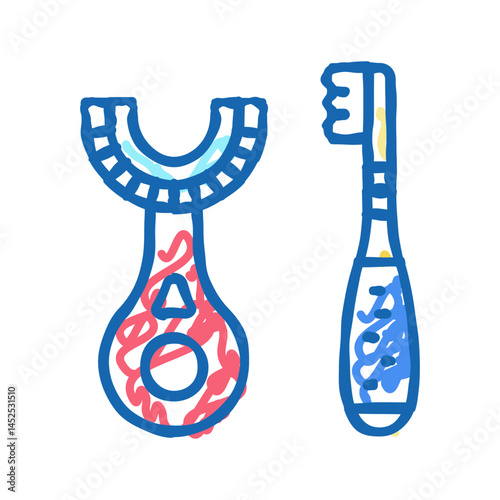 toddler toothbrush icon doodle illustration