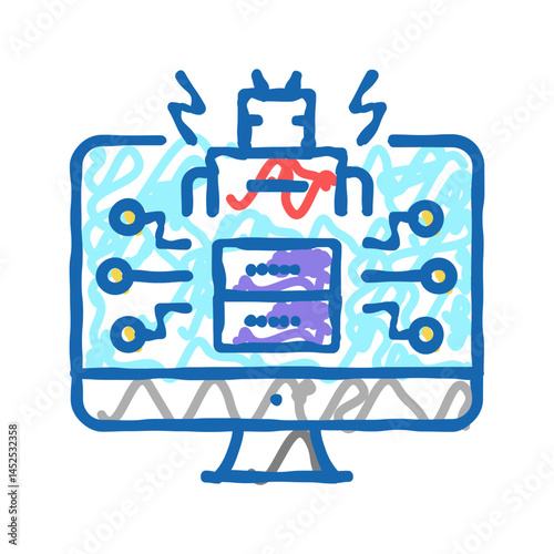 ai powered attacks icon doodle illustration