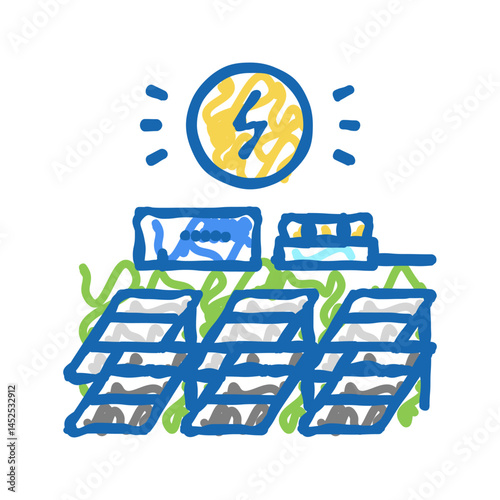 solar electricity panel icon doodle illustration