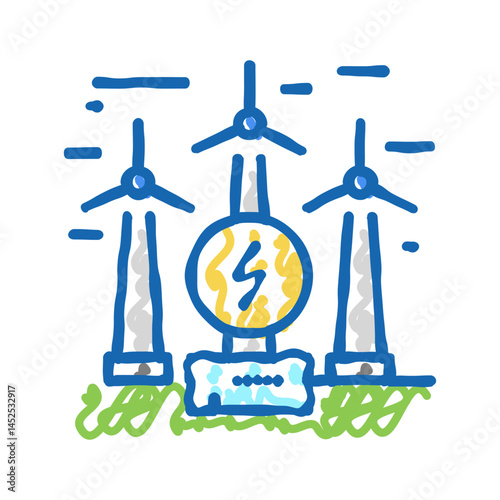 wind electricity construction icon doodle illustration