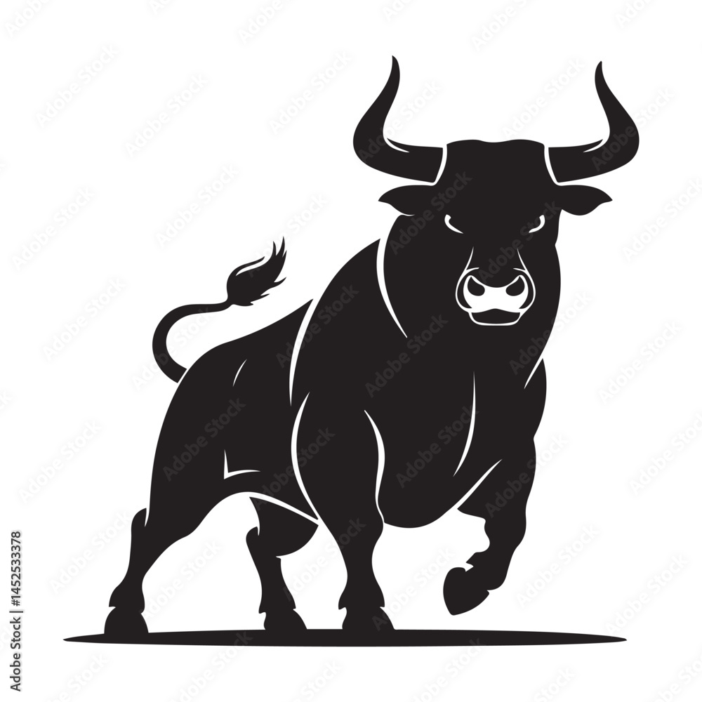 linear paint draw bull Vector Black silhouettes. with white background linear paint draw bull Vector Black silhouettes. with white background