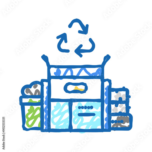 waste recycling icon doodle illustration