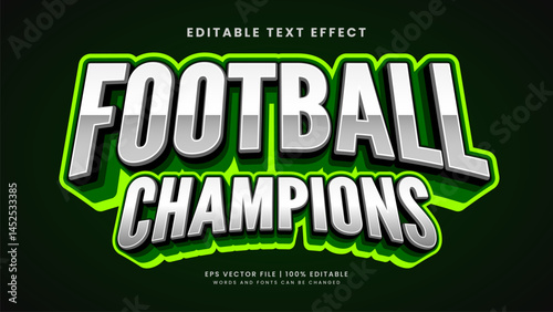 Football champions 3d editable text effect sport style