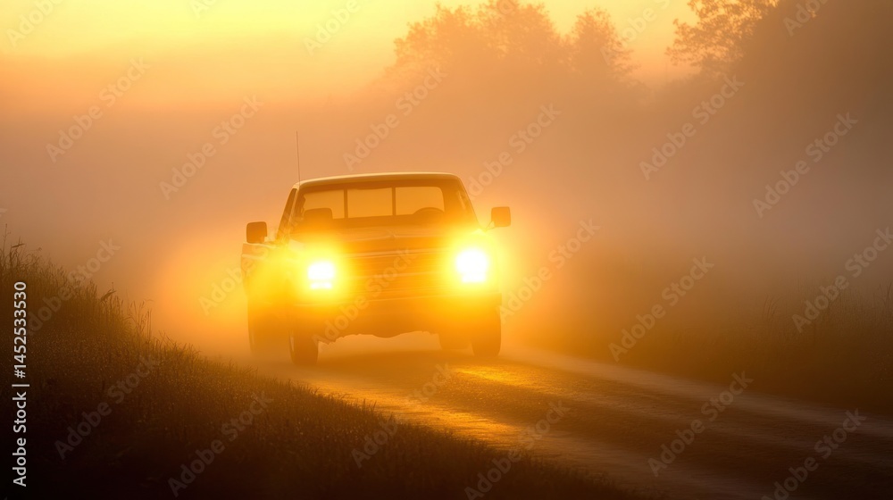 Obraz premium Foggy Sunrise Drive