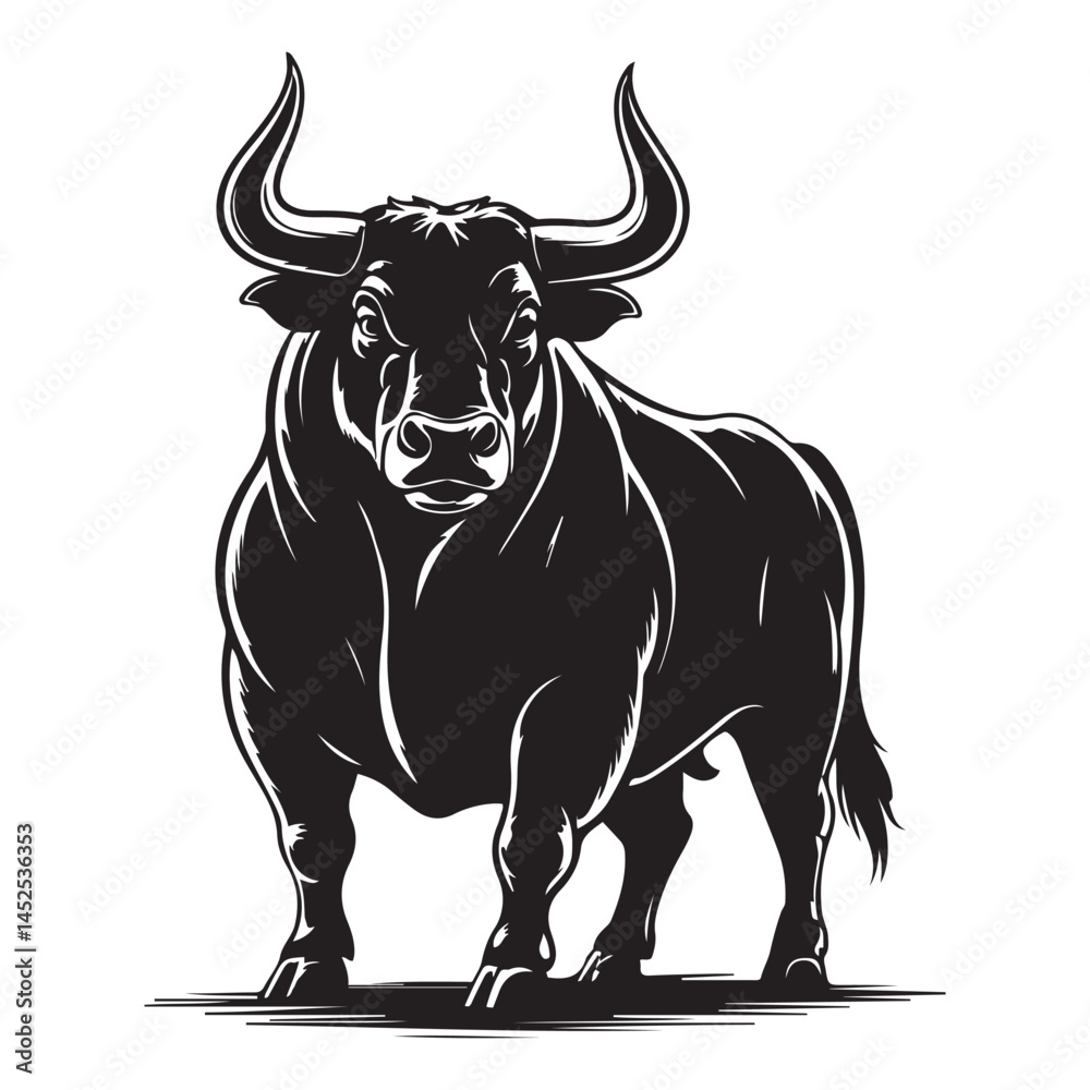 linear paint draw bull Vector Black silhouettes. with white background linear paint draw bull Vector Black silhouettes. with white background