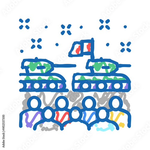 military parade icon doodle illustration