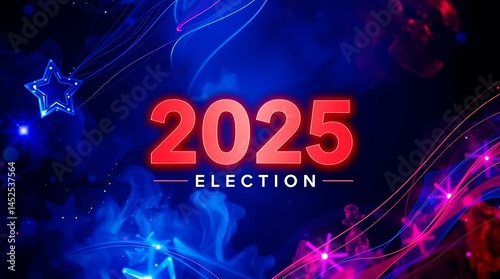 Election 2025, Bold Political Statement with Stars and Spotlight Effect