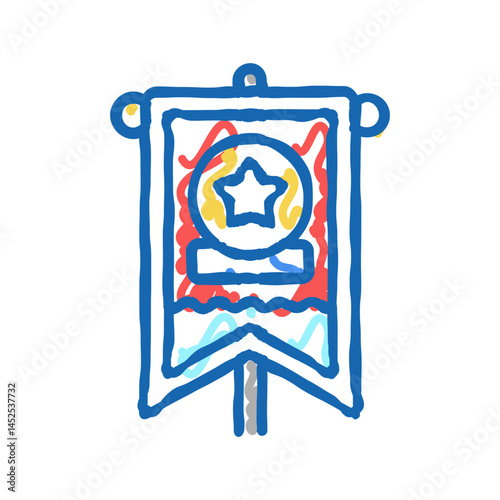 flag parade festival attribute icon doodle illustration