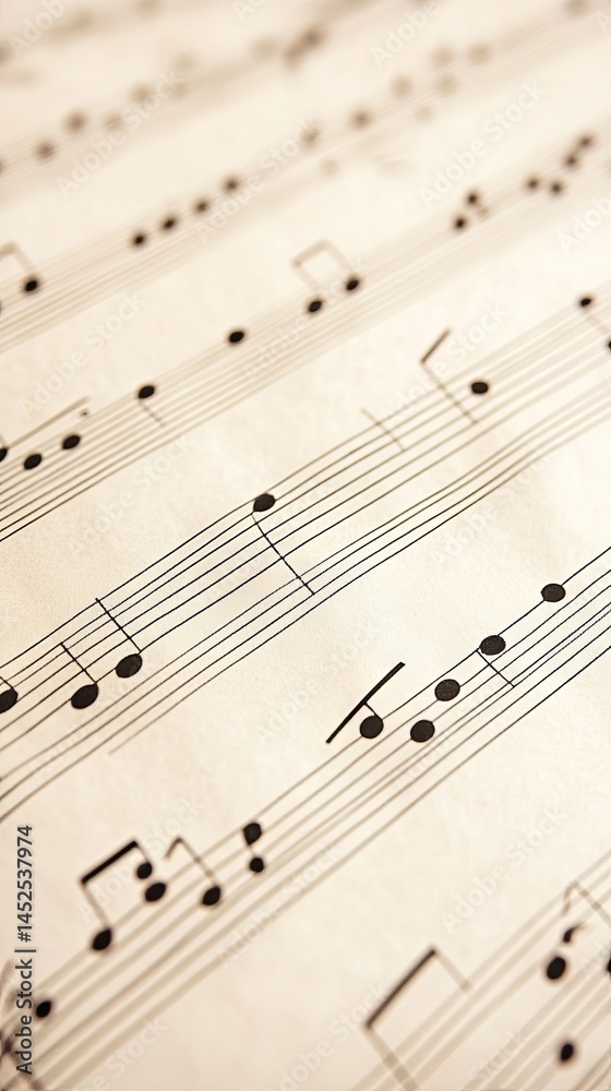 Close-up view of musical sheet music Close-up view of musical sheet music