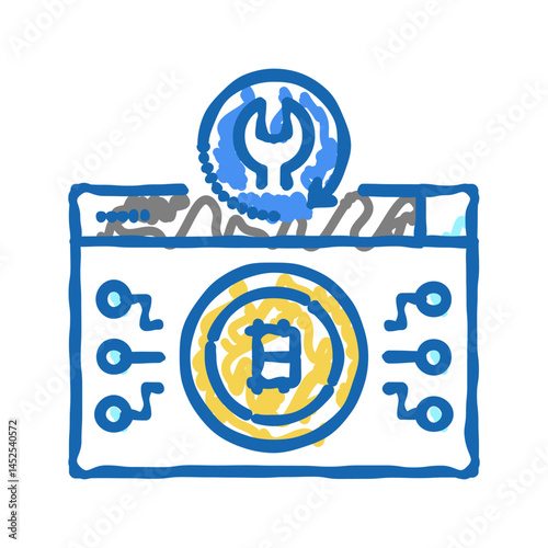 bitcoin recovery services icon doodle illustration