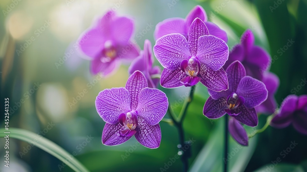 Obraz premium Purple orchids with elegant petals.