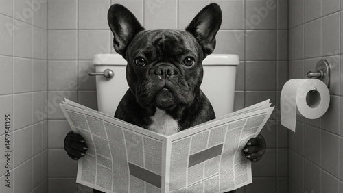 French bulldog reading newspaper humor