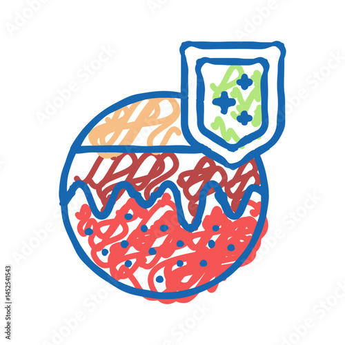 skin immunity defense icon doodle illustration