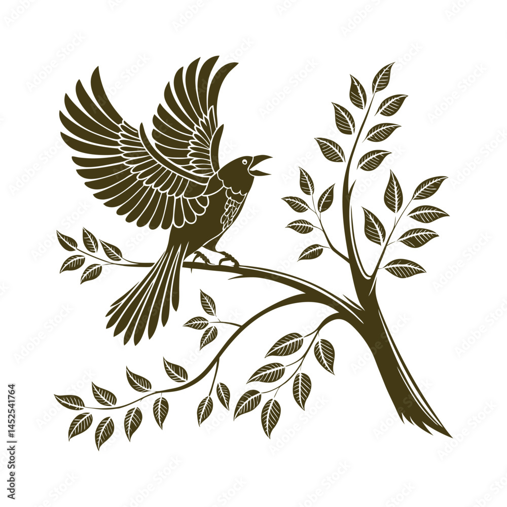 Obraz premium vector illustration of a bird with tree