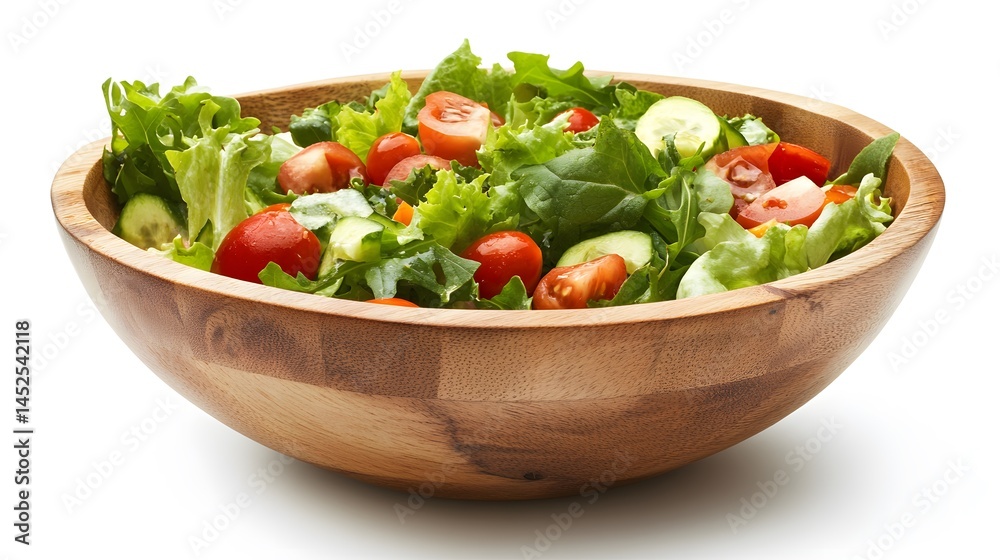 A vibrant salad featuring a mix of fresh vegetables, served in a rustic wooden bowl for a natural touch. A vibrant salad featuring a mix of fresh vegetables, served in a rustic wooden bowl for a natural touch.